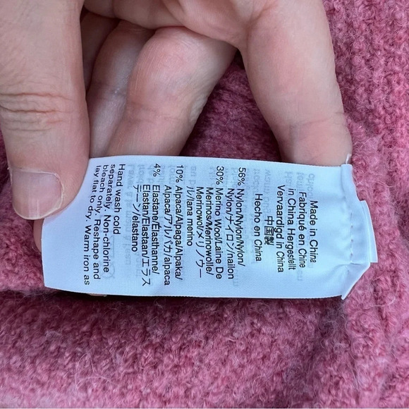 J Crew Point Sur Mock neck Merino Alpaca Wool Button Back Sweater Pink Size L - Picture 6 of 6